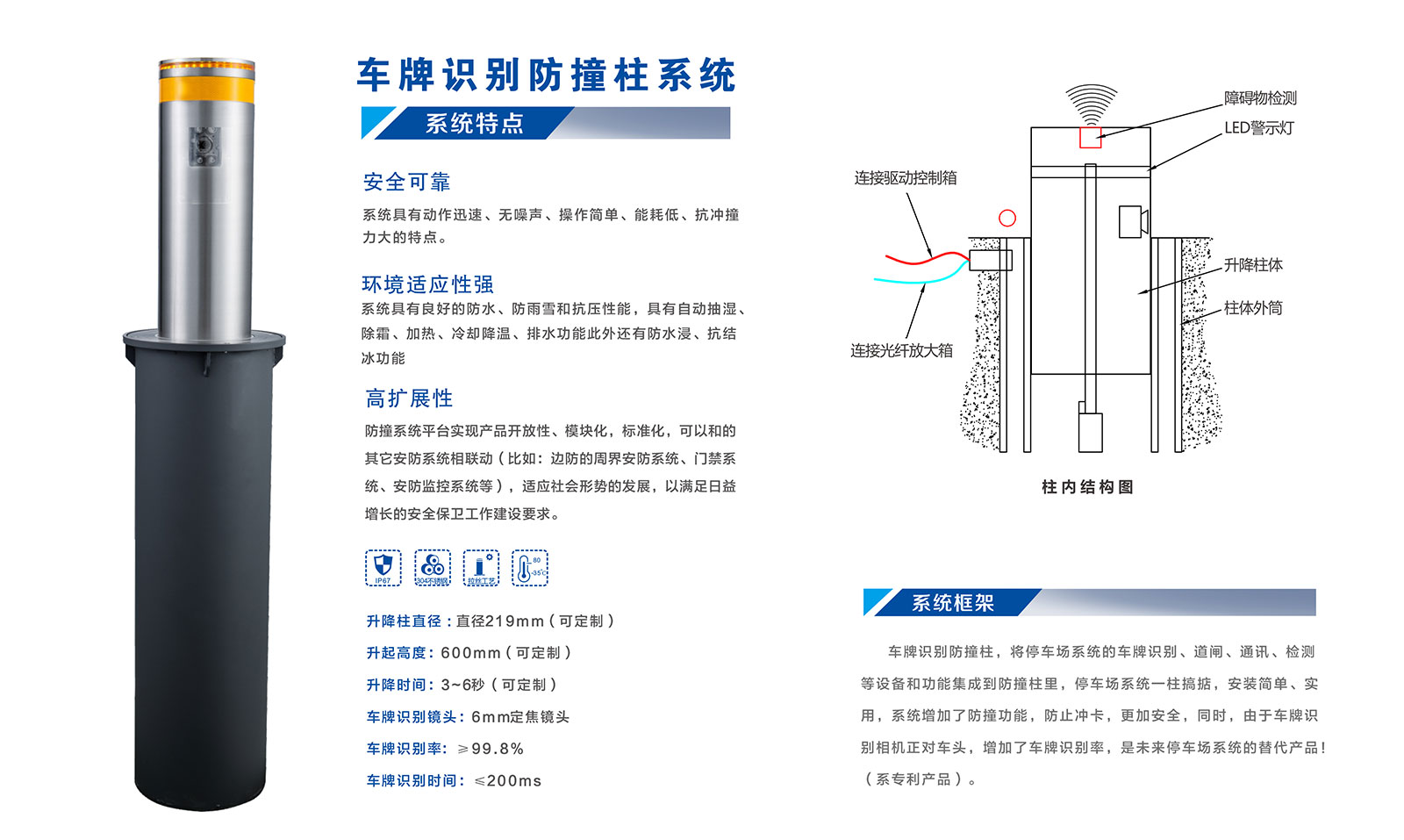 車牌識(shí)別防撞柱系統(tǒng)