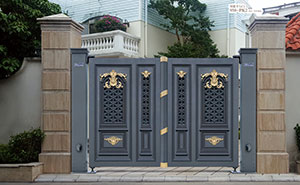 電動(dòng)折疊門 - 智能平行門938-PK2雙開（深灰+花件描邊）