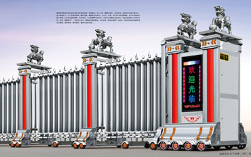 電動伸縮門 - 聚福門002(雙排)伸縮門