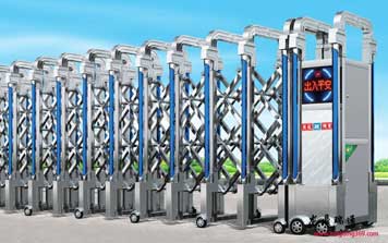 鋁合金伸縮門 - 鋁合金電動(dòng)伸縮門LD-303銀色單桿