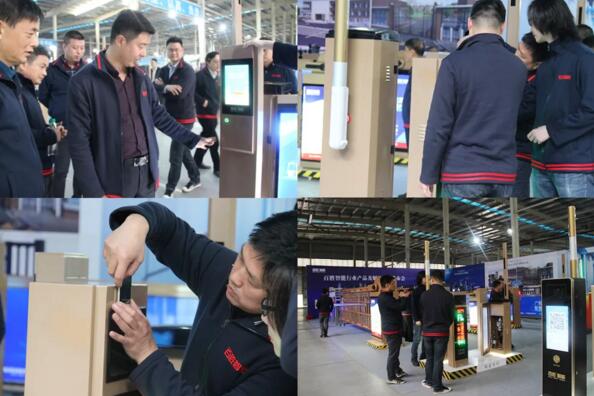 眾人到大廳展示區(qū)參觀行業(yè)產(chǎn)品，近距離感受新品所帶來的魅力