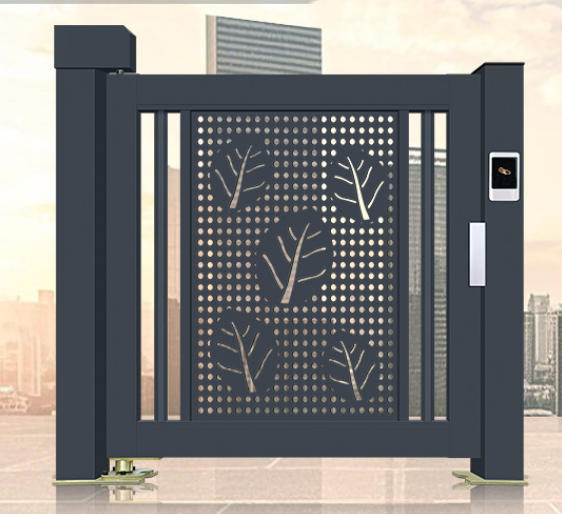 一體廣告門小區(qū)出入口平開門感應(yīng)式門禁柵欄門不銹鋼電動(dòng)智能小門