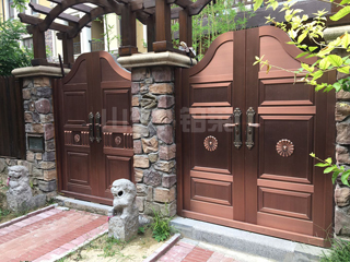 鋁藝大門中式別墅庭院小門進戶門雙開對開自動大門鄉(xiāng)村大門