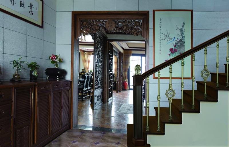 高端鋁藝樓梯-HLY612-3效果圖b