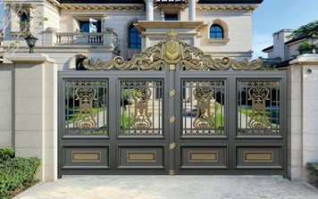庭院別墅大門 - 皇族-HZ-18121A（深空灰+藝術(shù)金黃）