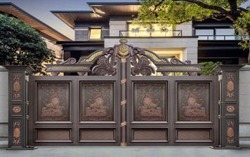 庭院別墅大門 - 皇冠-HG-17108（名流銀咖+藝術(shù)淺紅+局部99金）