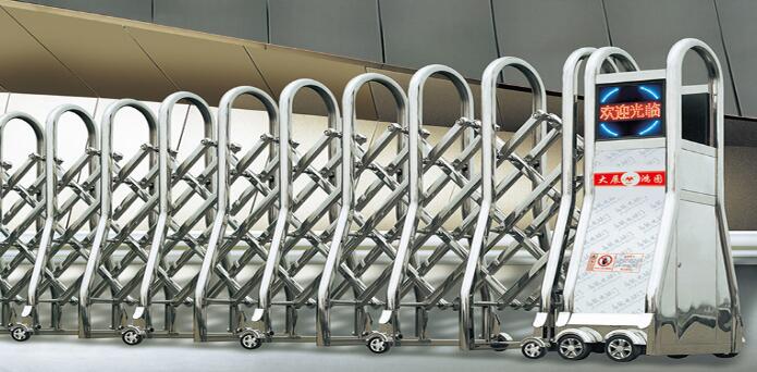 不銹鋼伸縮門(mén) - 精拋精鋼電動(dòng)伸縮門(mén)