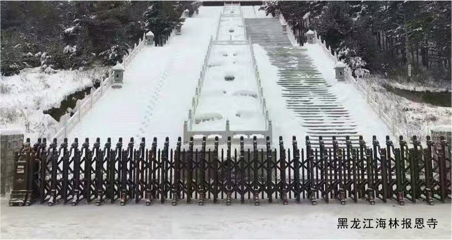 牡丹江出安智能電動伸縮門進駐牡丹江海林報恩寺