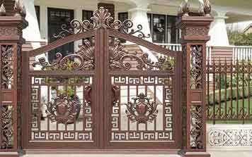 鋁藝大門 - 門之鑫T-029（紅古銅拉絲）