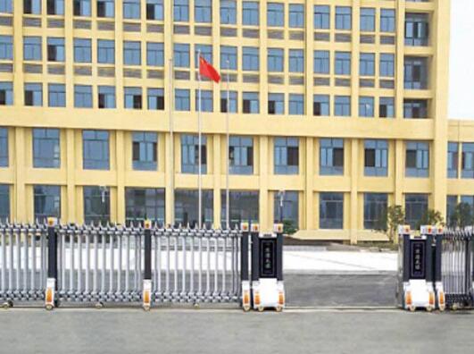 衢州出安智能伸縮門在龍游歐朋機(jī)電科技有限公司大門口展翅翱翔