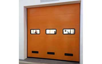 橘色水波浪紋工業(yè)滑升門(mén)