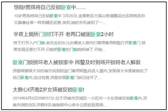 臥室鎖沒選好，頻發(fā)意外事故